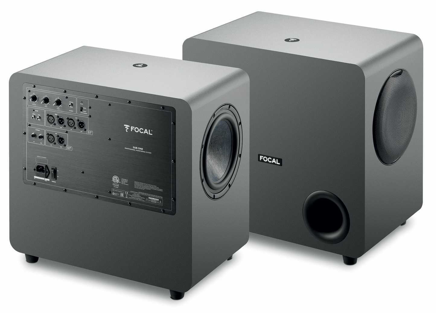 Focal Sub One Active Studio Subwoofer, image shows two side by side
