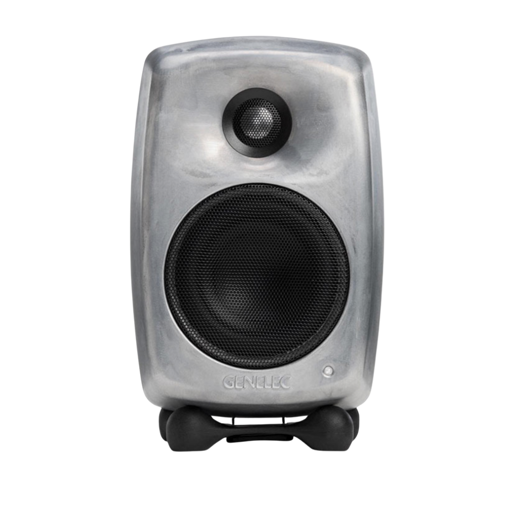 Genelec 8020D Two-Way  Active Studio Monitors.  Individual monitor shown in Raw, front on