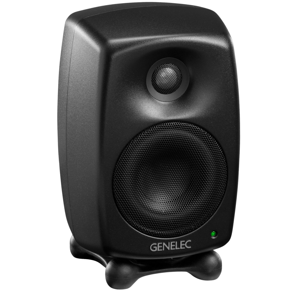 Genelec 8020D Two-Way  Active Studio Monitors.  Individual monitor shown in Special Order Black, angled right