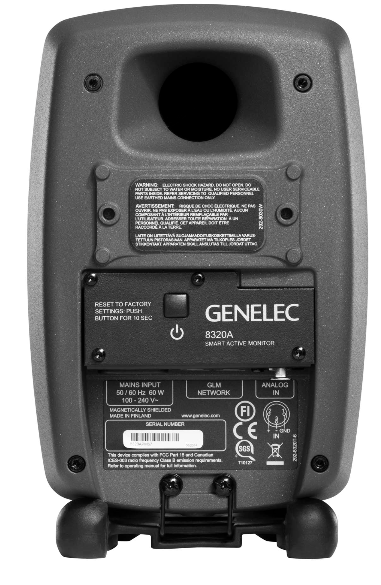 Genelec 8320A SAM Active Studio Monitors in dark gray- back image