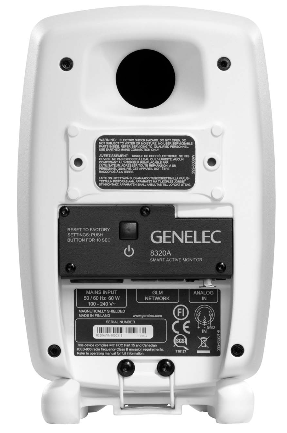 Genelec 8320A SAM Active Studio Monitors in white - back image