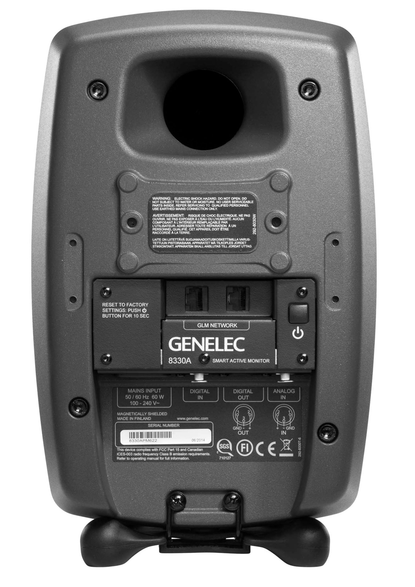 Genelec 8330A SAM Active Studio Monitors in dark gray - back image