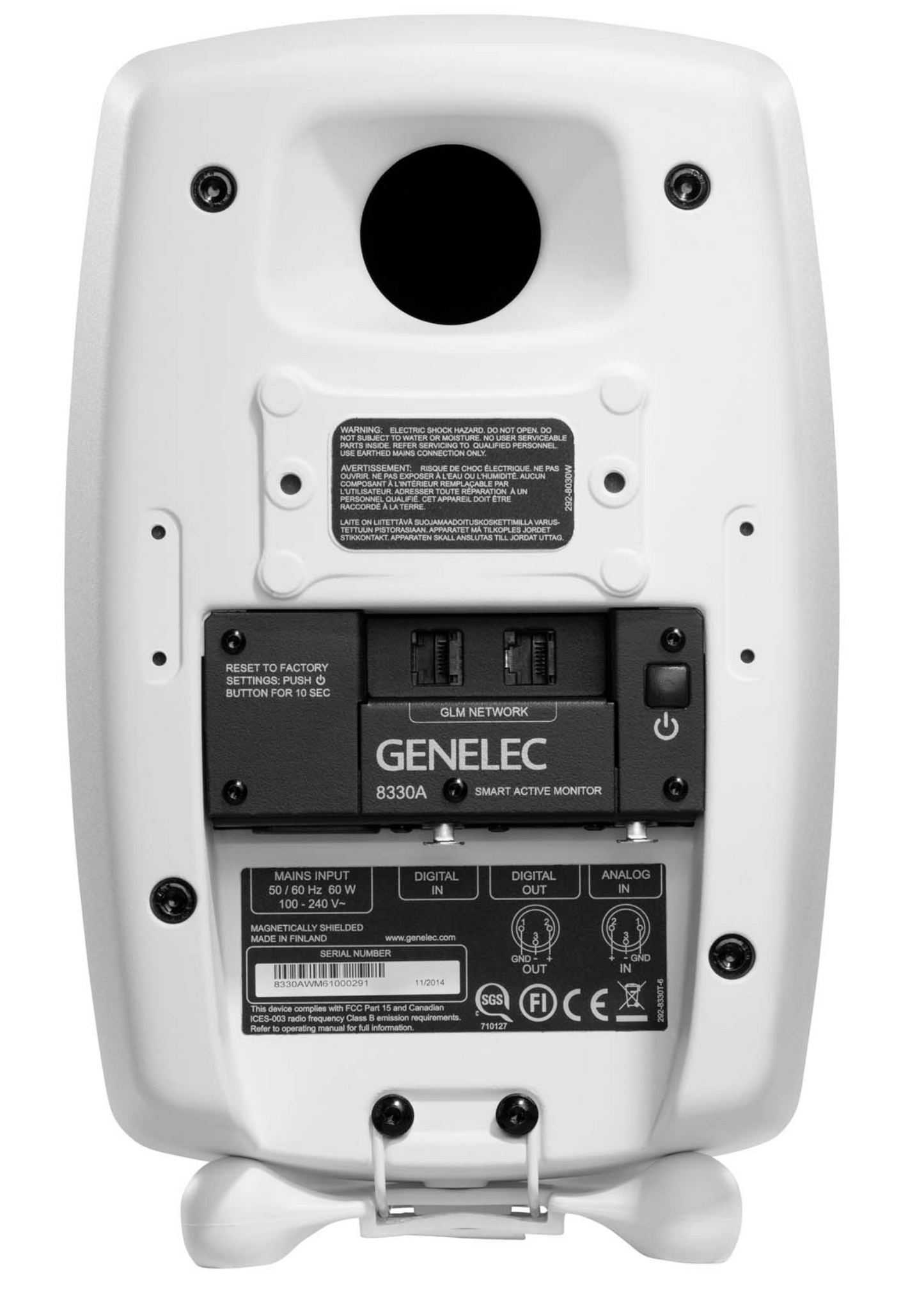 Genelec 8330A SAM Active Studio Monitors in white - back image