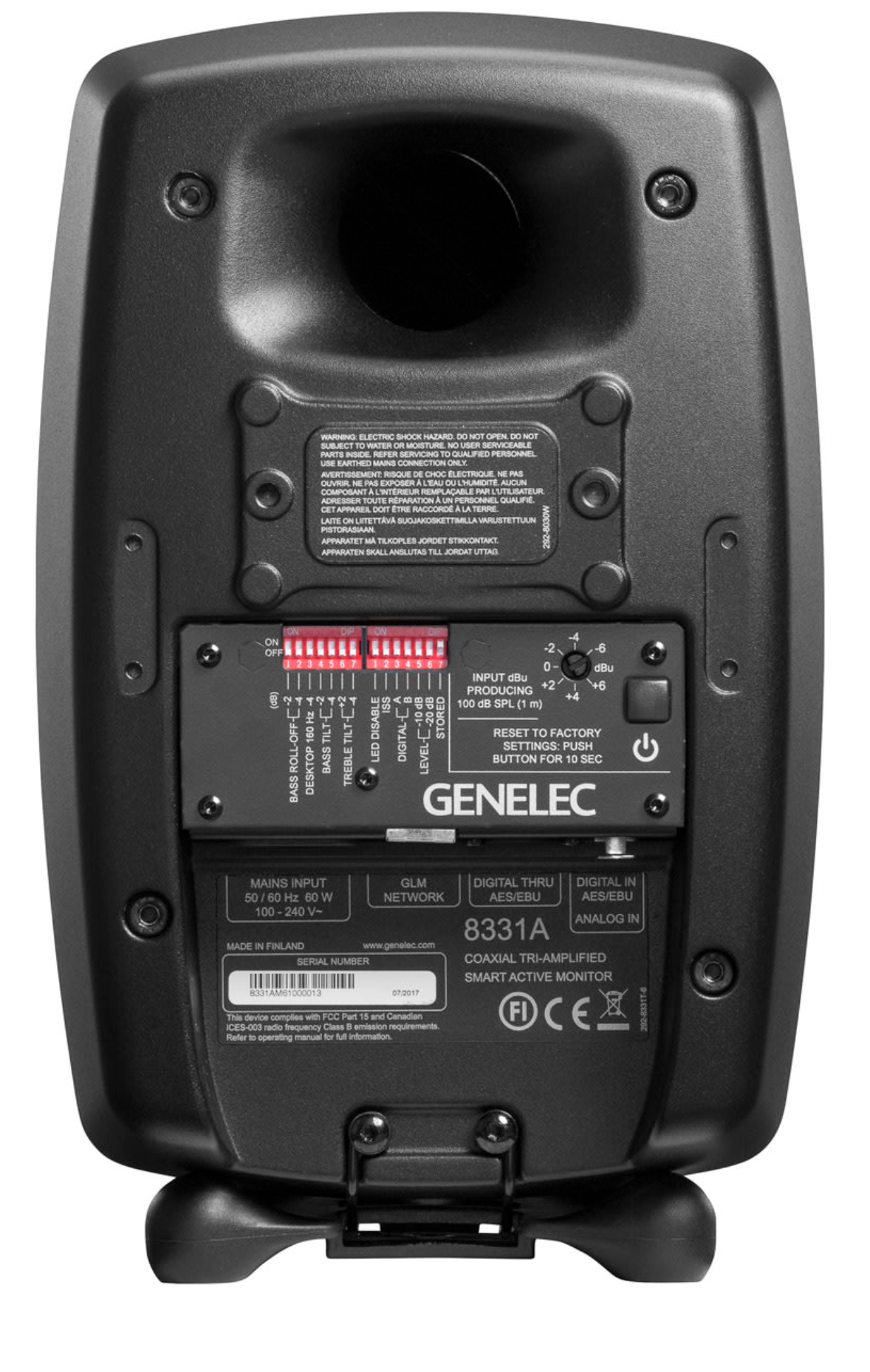 Genelec 8331A SAM Active Studio Monitors in Black. Back image