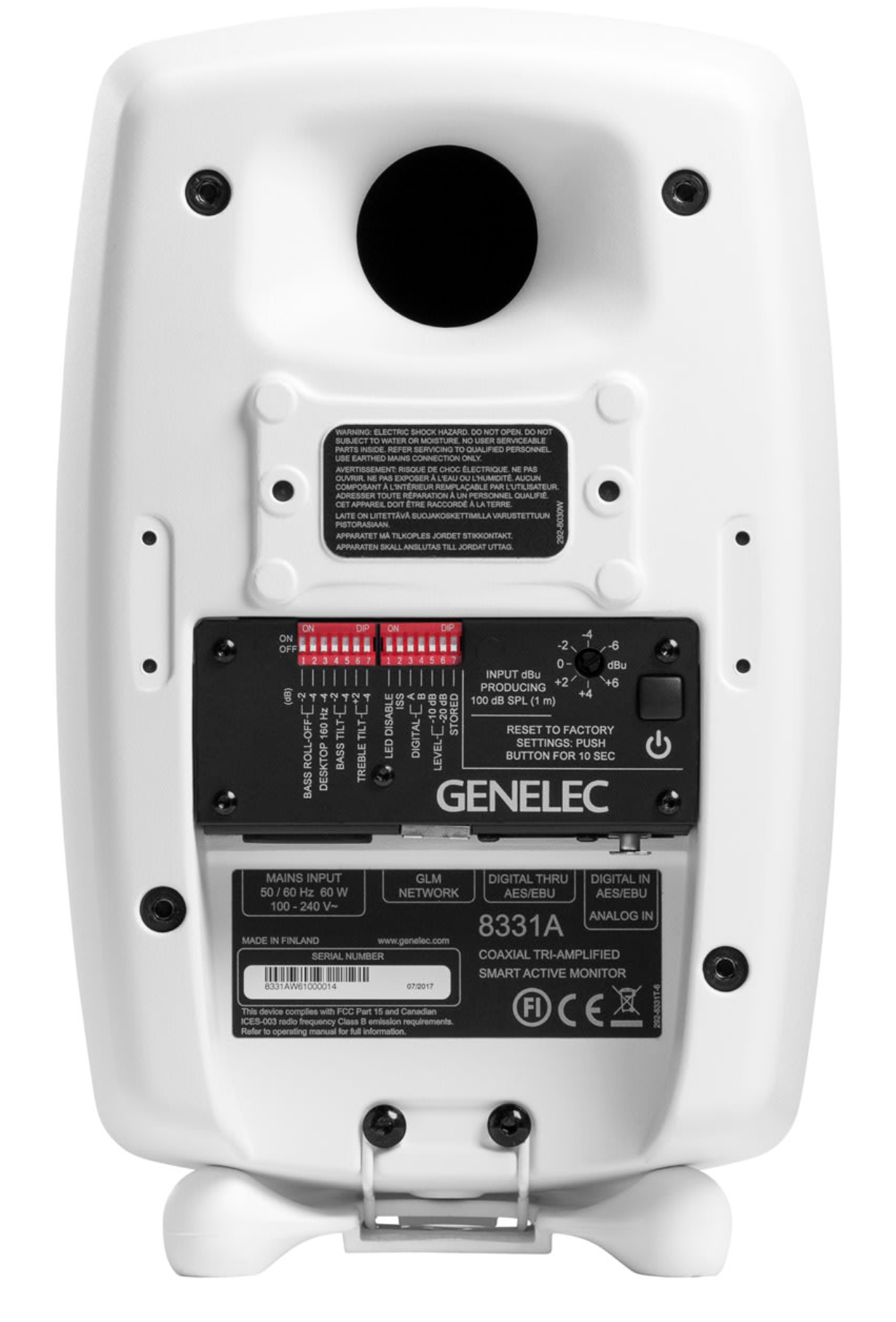 Genelec 8331A SAM Active Studio Monitors in White. Back image