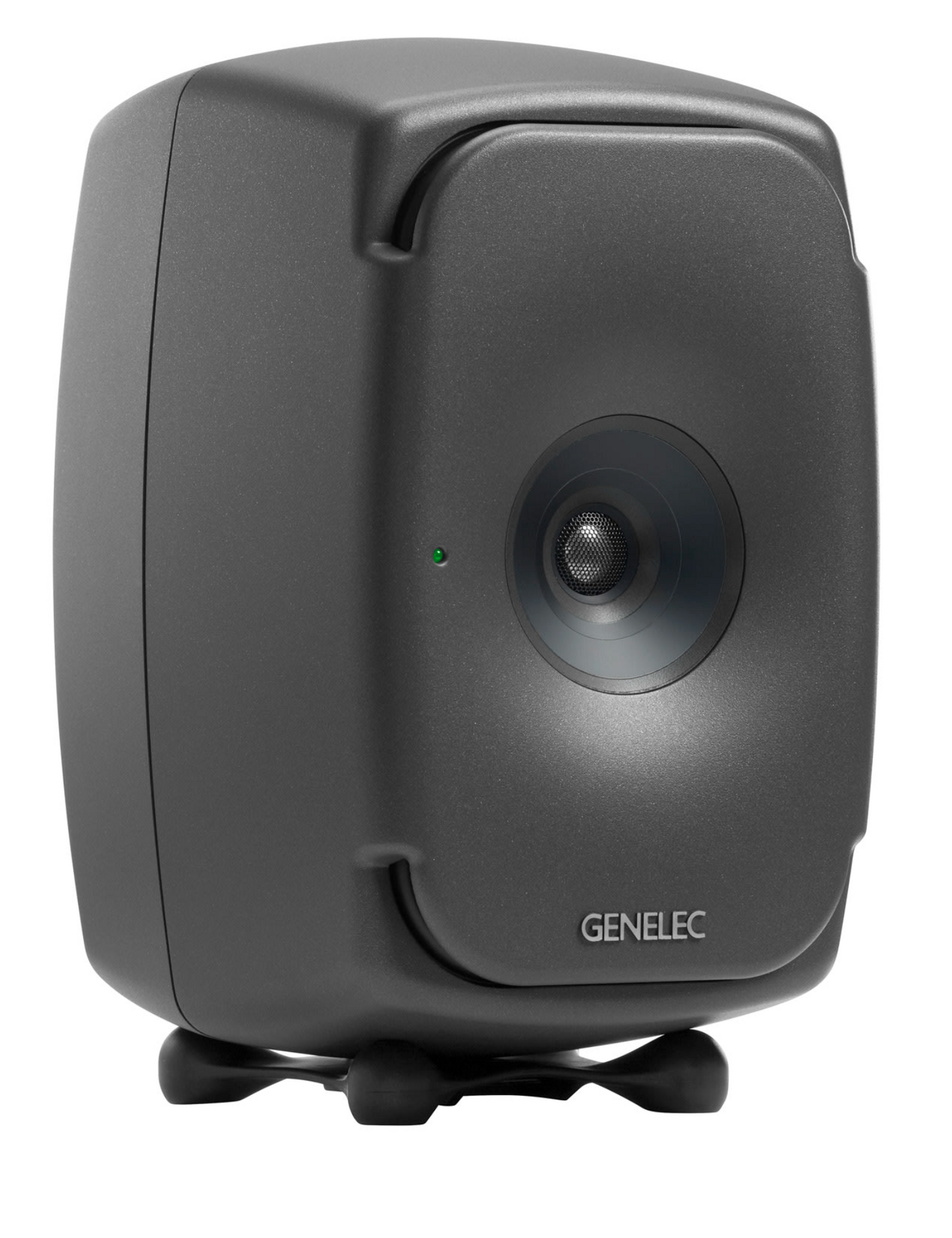 Genelec 8341A SAM Active Studio Monitors in dark gray. Angled image
