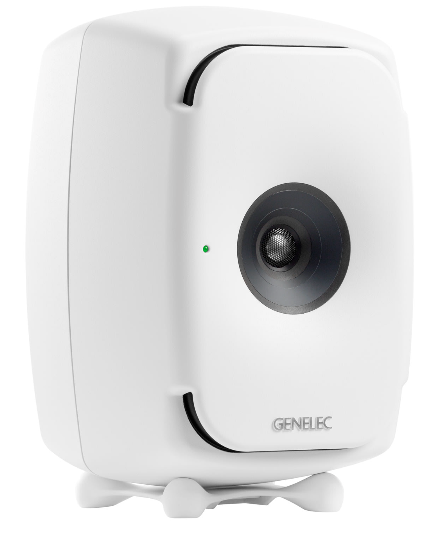 Genelec 8341A SAM Active Studio Monitors in white. Angled image