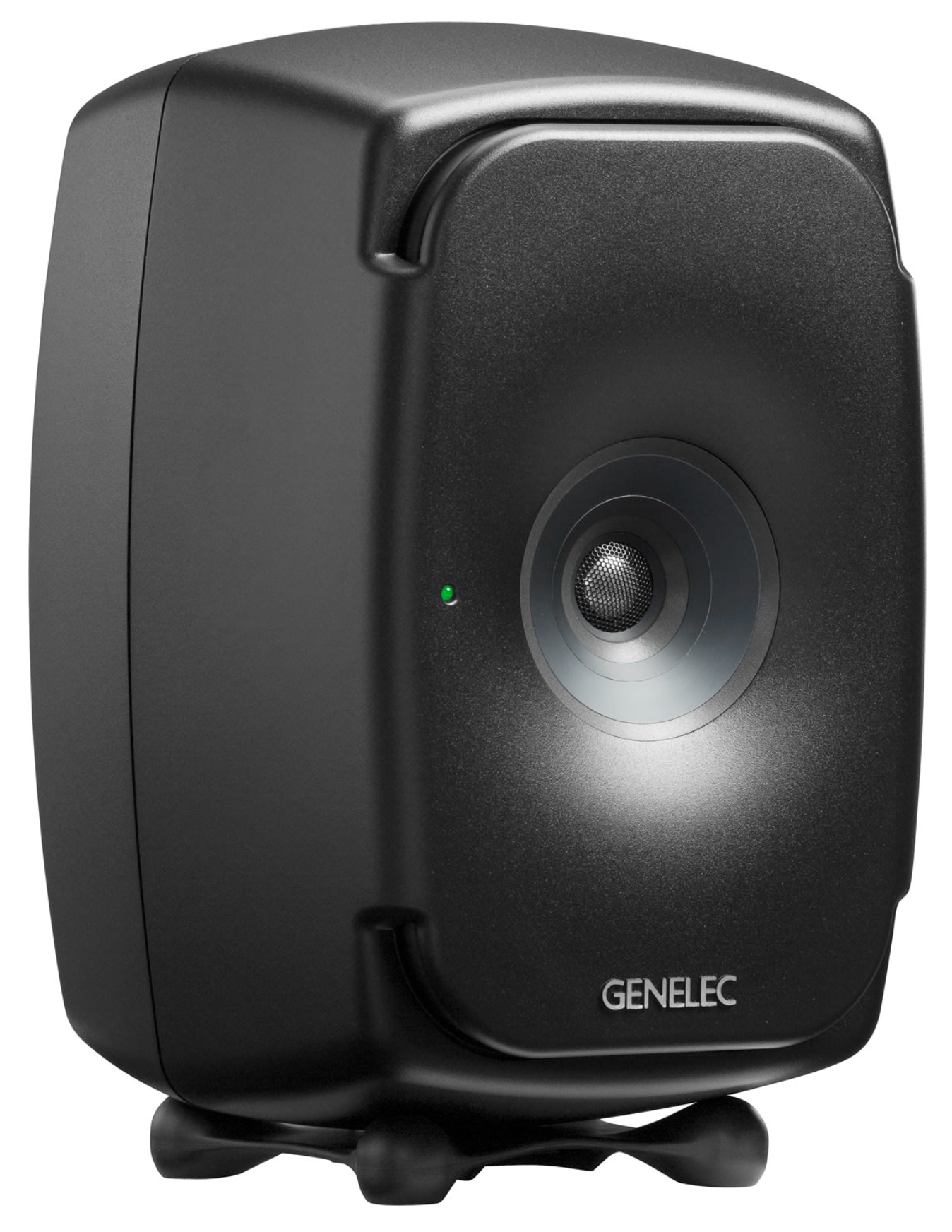 Genelec 8341A SAM Active Studio Monitors in black. Angled image