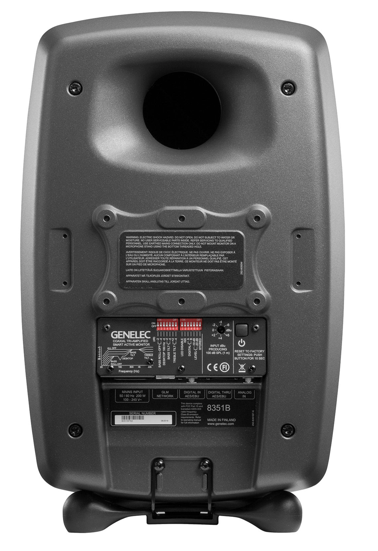 Genelec 8351B SAM Powered Studio Monitors in Dark Gray - back image