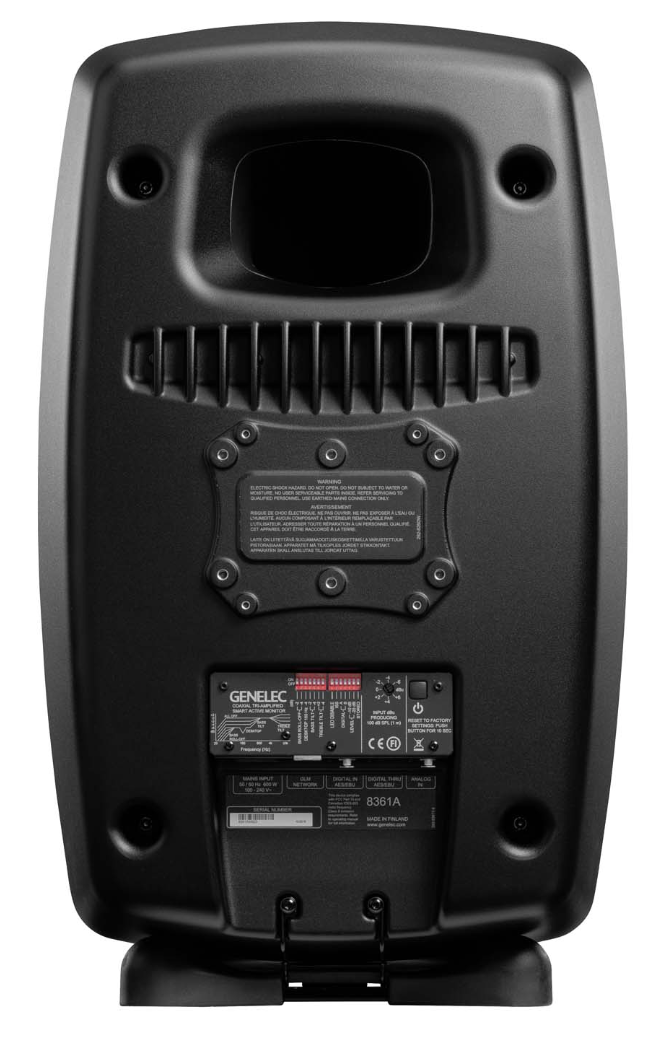 Genelec 8361A SAM Active Studio Monitors in Black. Back image
