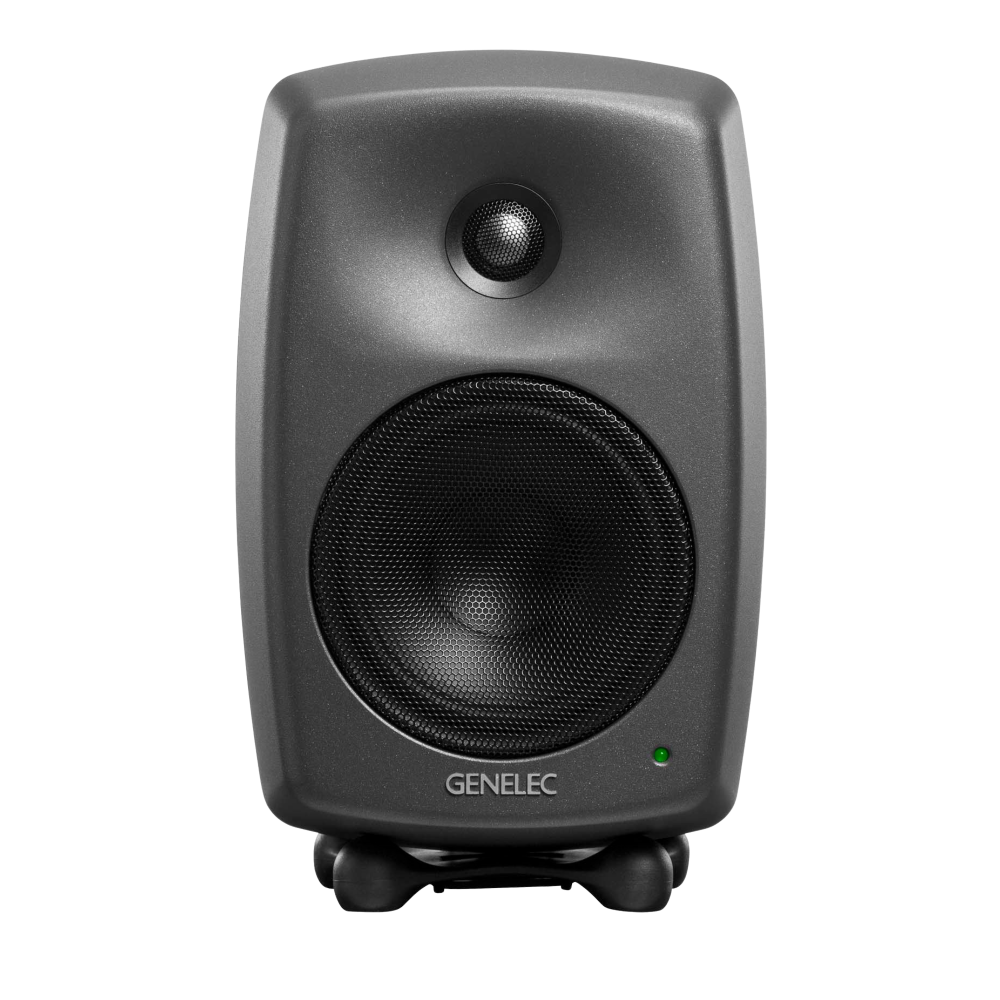 Genelec 8030C Two-Way  Active Studio Monitors.  Individual monitor shown in Dark Grey, front.