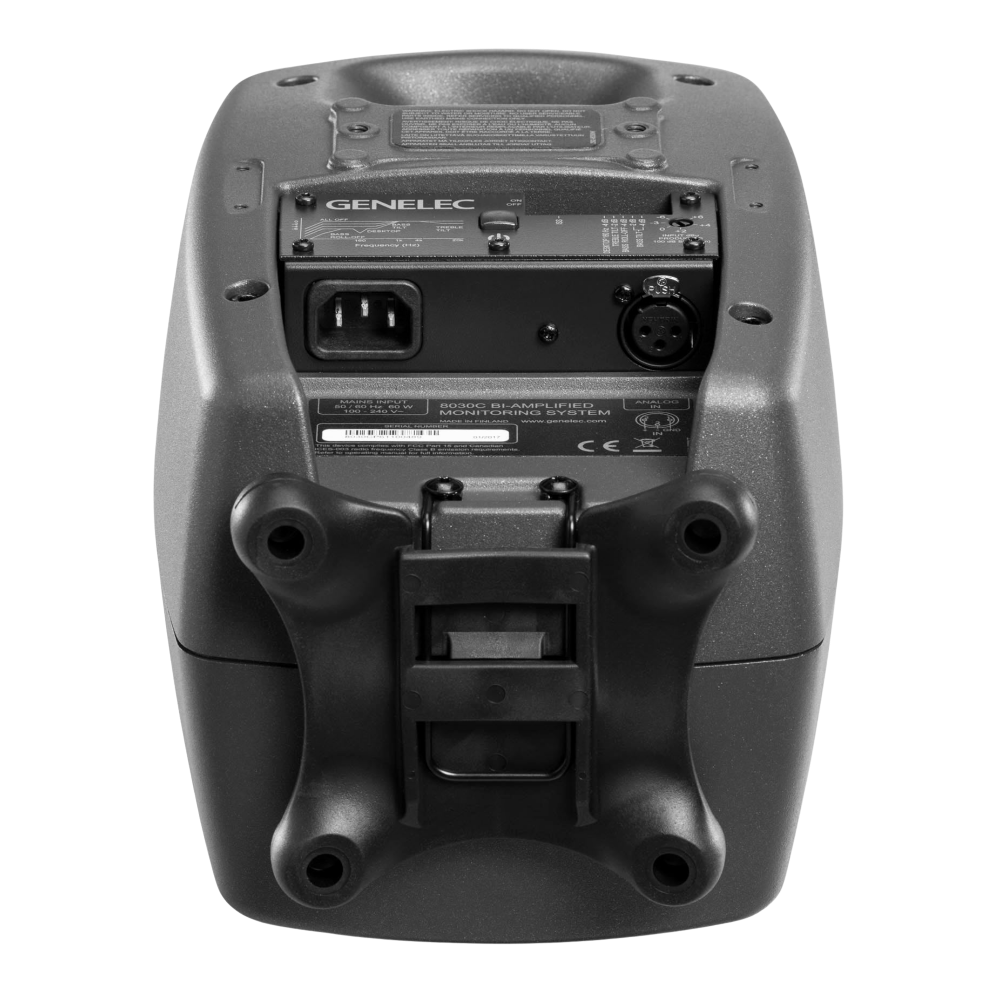 Genelec 8030C Two-Way  Active Studio Monitors.  Individual monitor shown in Dark Grey, underneath.