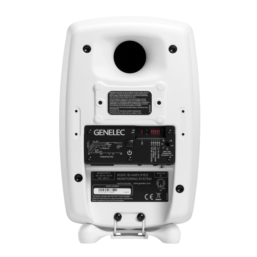 Genelec 8030C Two-Way  Active Studio Monitors.  Individual monitor shown in White, back.