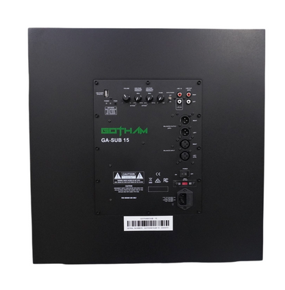 Gotham Audio GA-SUB 15, back of sub