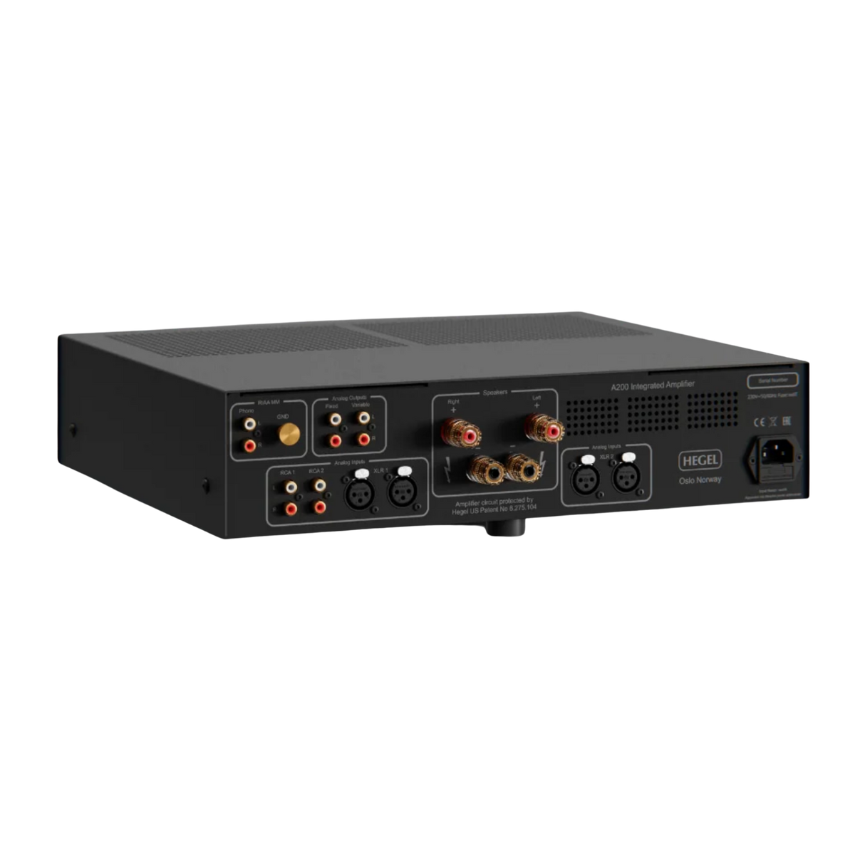 Hegel A200 Integrated Amplifier, angled rear