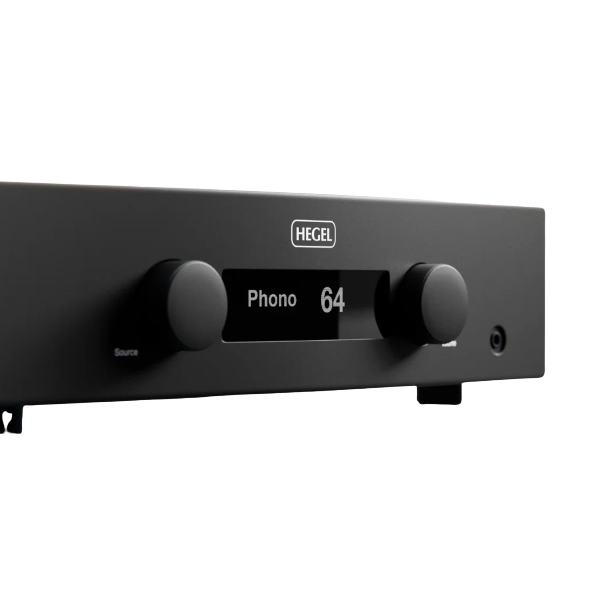 Hegel A200 Integrated Amplifier, angled closeup
