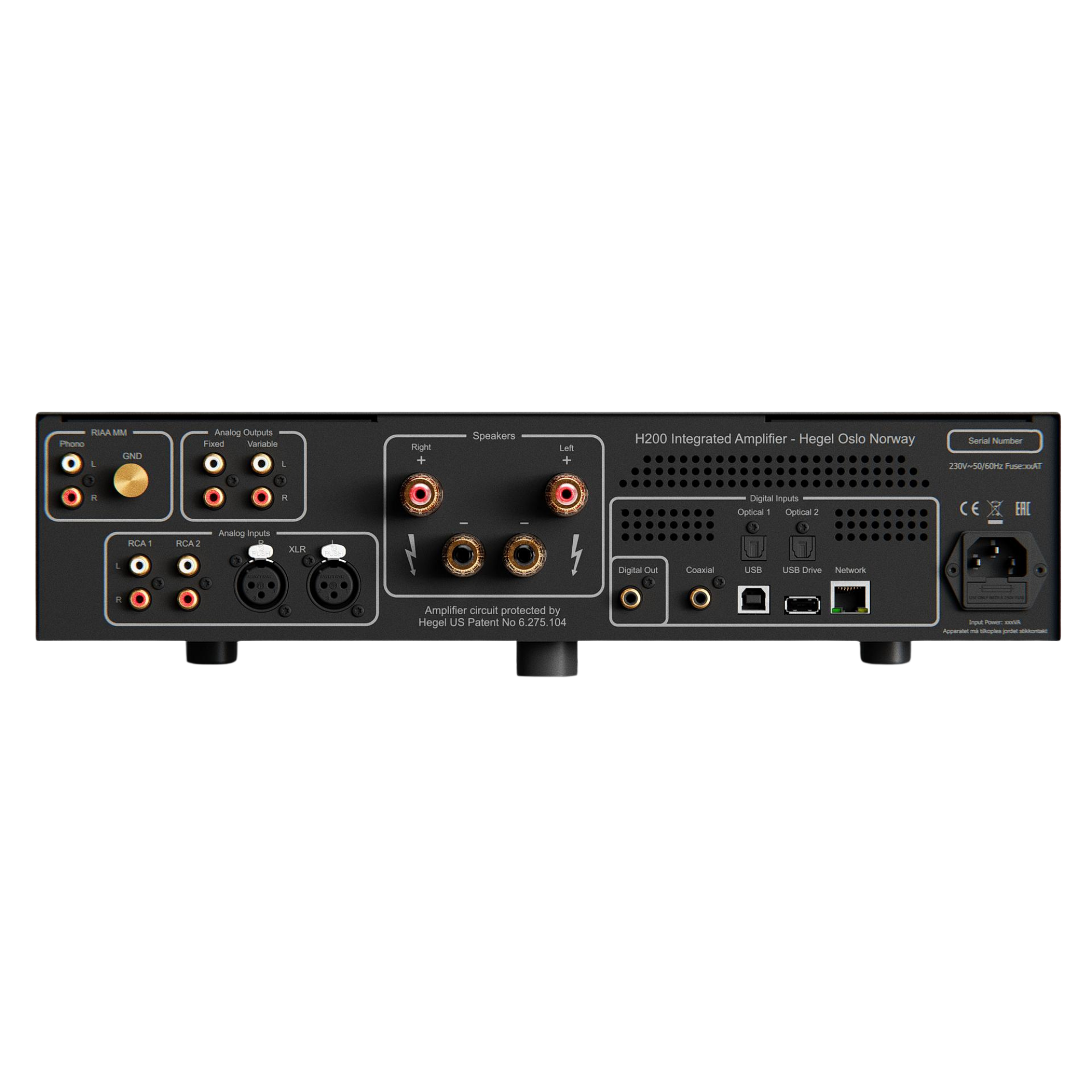 Hegel H200 Integrated Streaming Amplifier, back
