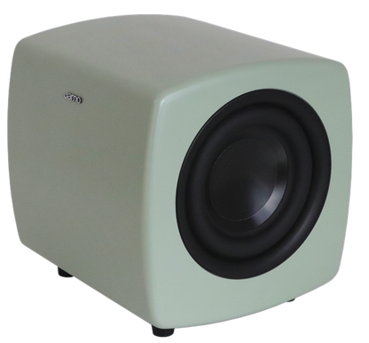 Jamo Cube Compact Powered Subwoofer, Khaki Green angled