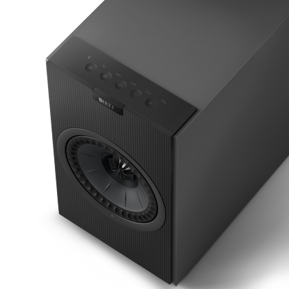 KEF Coda W Active Speakers in Dark Titanium, top with controls shown