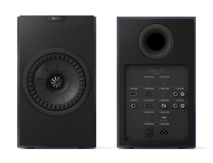 KEF Coda W Active Speakers in Midnight Blue, front and back