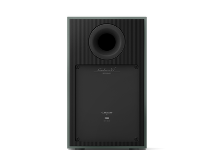 KEF Coda W Active Speakers in Moss Green, back of speaker