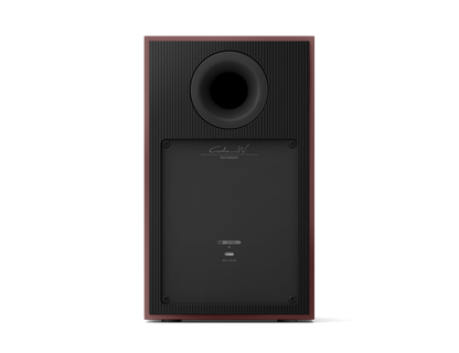KEF Coda W Active Speakers in Vintage Burgundy; back of speaker