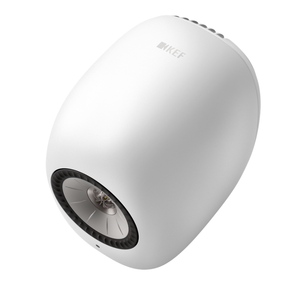 KEF LS Luxe Active Wireless Bookshelf Speaker in Mineral White, top