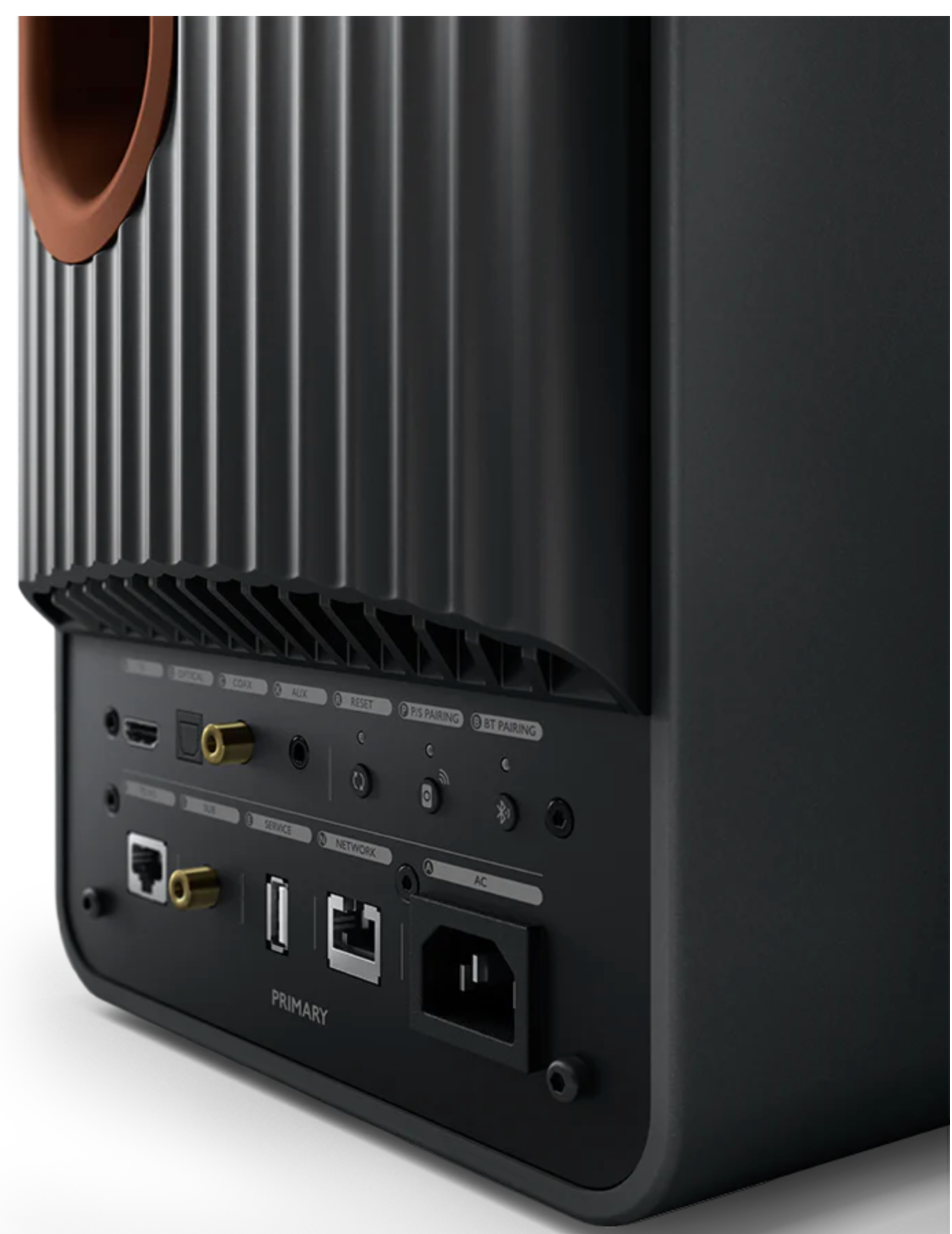 KEF LS50 Wireless II Bookshelf Speakers in Carbon Black - back close up image