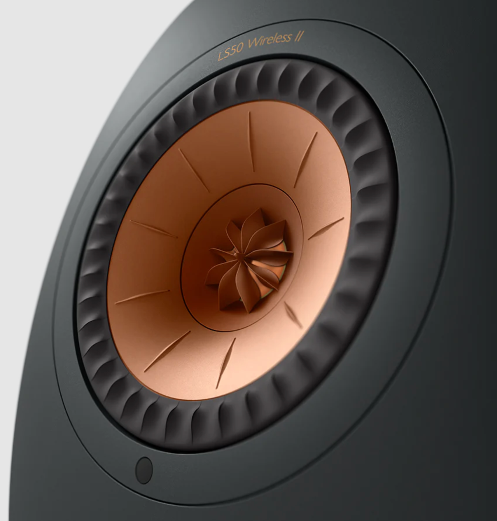 KEF LS50 Wireless II Bookshelf Speakers in Carbon Black - close up image