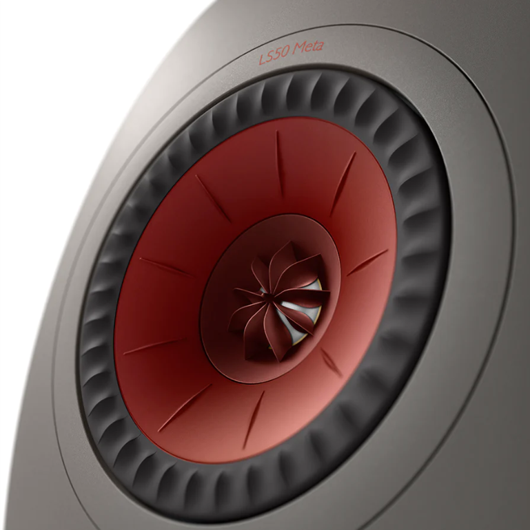 KEF LS50 Meta Passive bookself speakers - Close up image in titanium