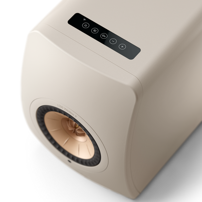 KEF LS50 Wireless II Speakers in Sand Shell, controls