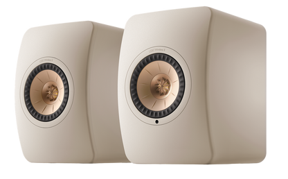 KEF LS50 Wireless II Speakers in Sand Shell pair, front