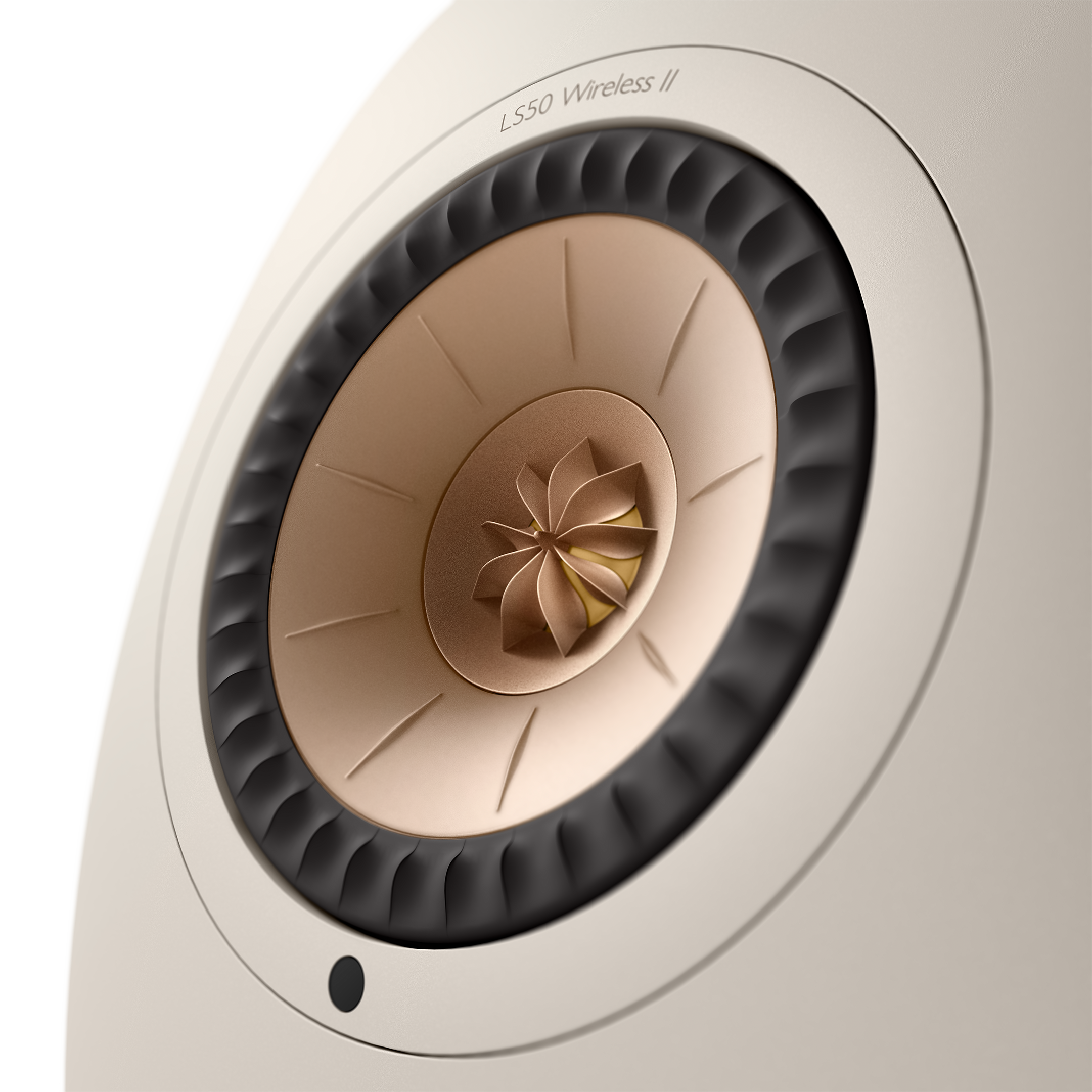 KEF LS50 Wireless II Speakers in Sand Shell, tweeter closeup