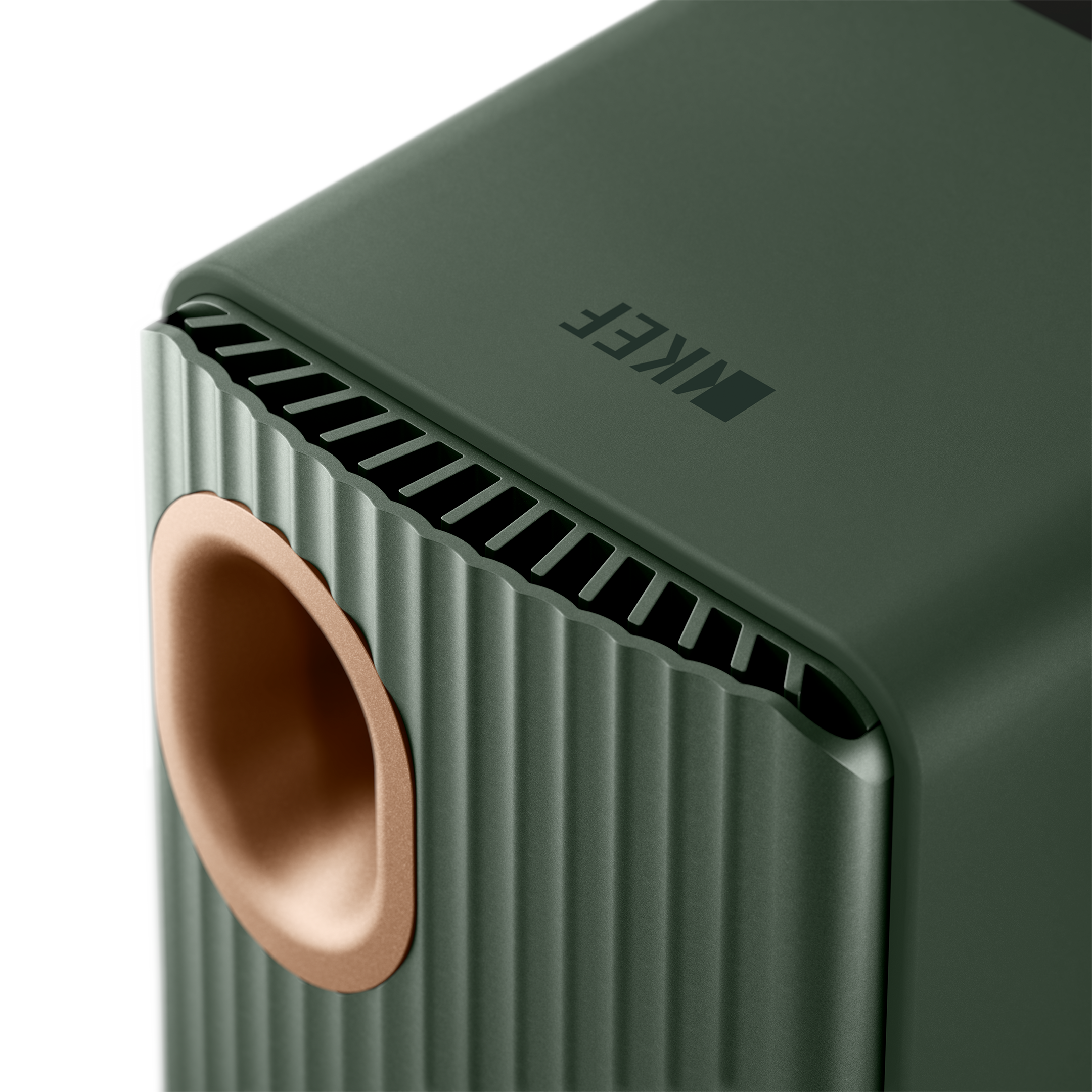 KEF LS50 Wireless II Speakers in Moss Green individual speaker, back detail