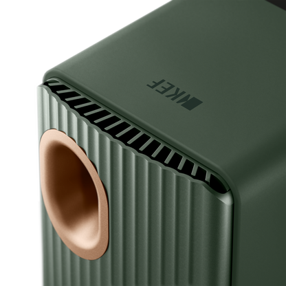 KEF LS50 Wireless II Speakers in Moss Green individual speaker, back detail
