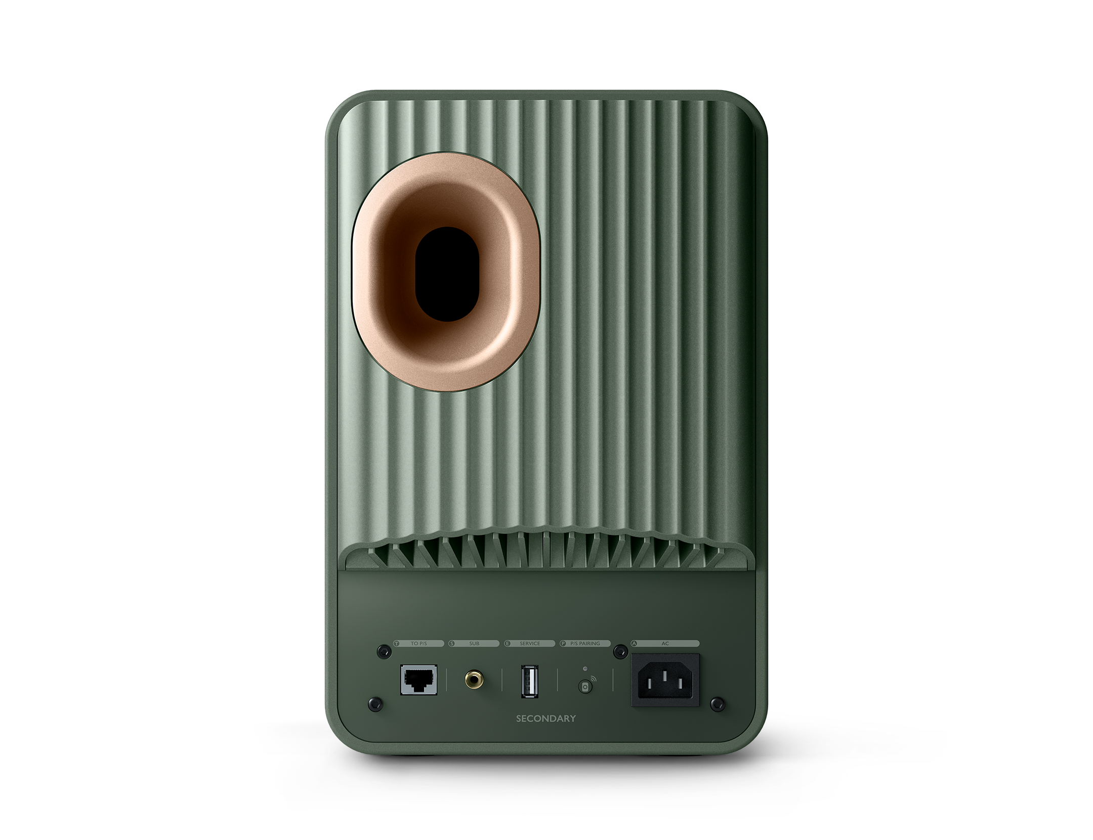KEF LS50 Wireless II Speakers in Moss Green individual speaker, back