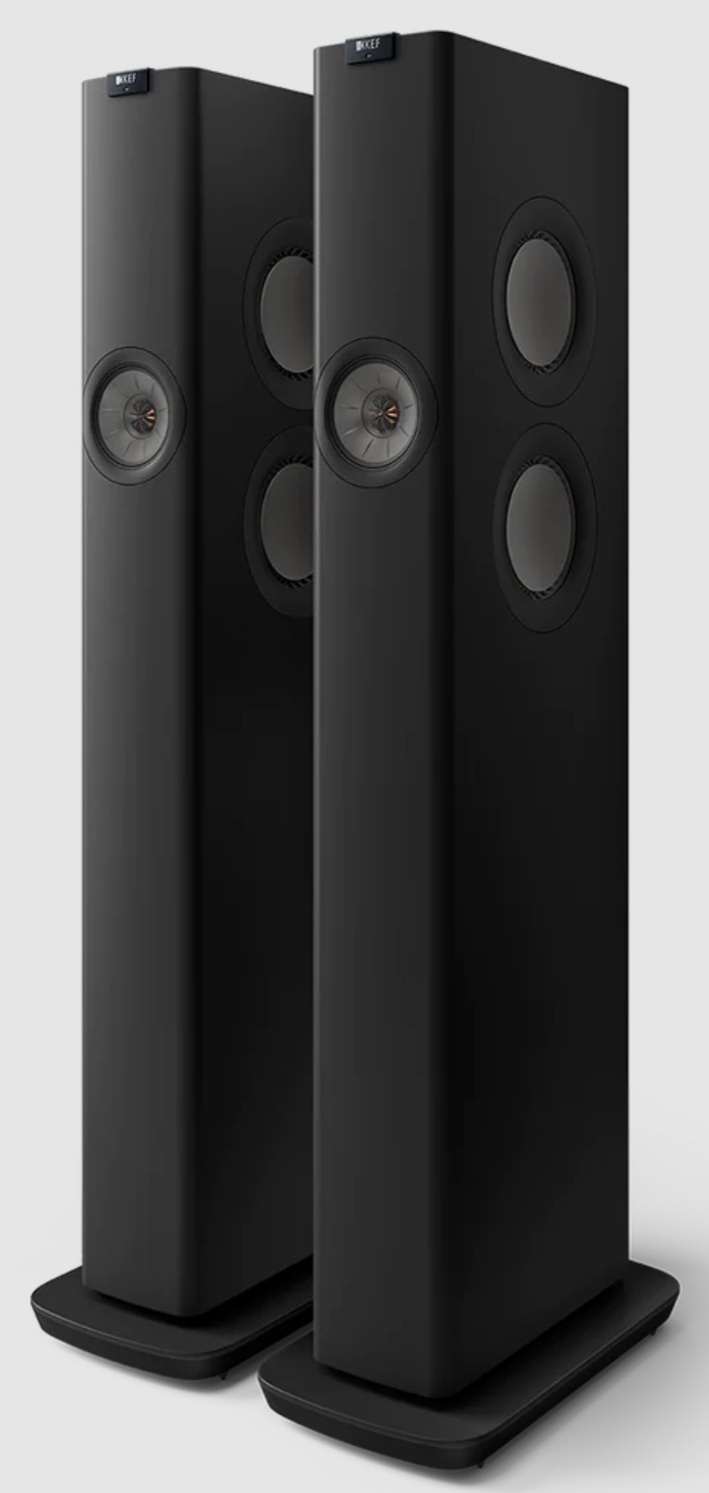 KEF LS60 Wireless Floorstanding Speakers Speakers in Carbon Black - front and side image