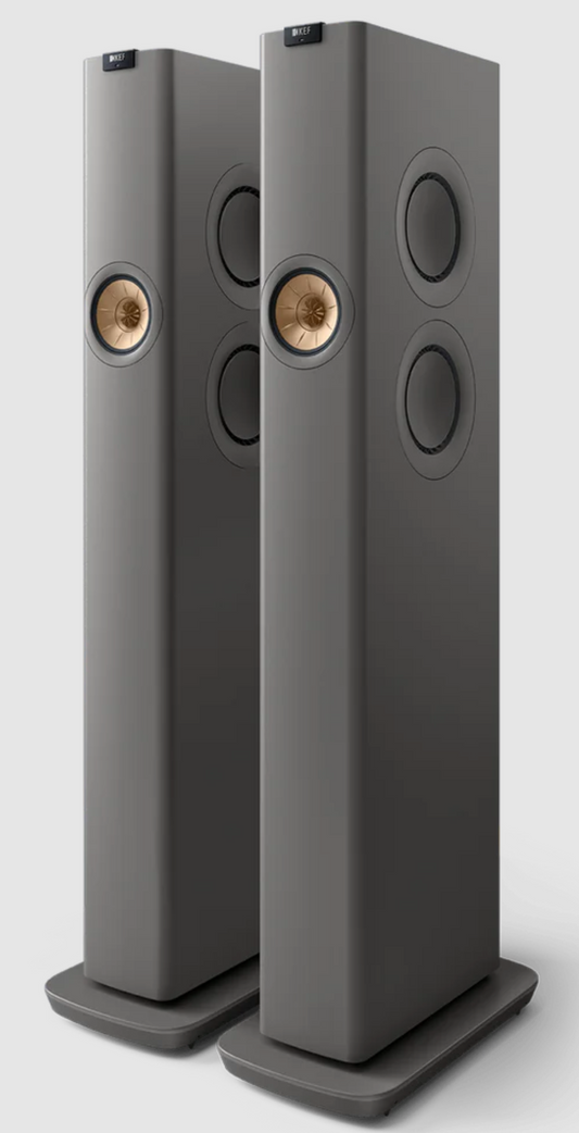 KEF LS60 Wireless Floorstanding Speakers Speakers in Titanium Gray.  Front pair image