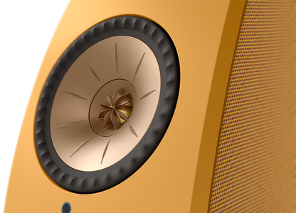 KEF LSX II Wireless Powered Bookshelf Speakers in Amber Haze. Tweeter