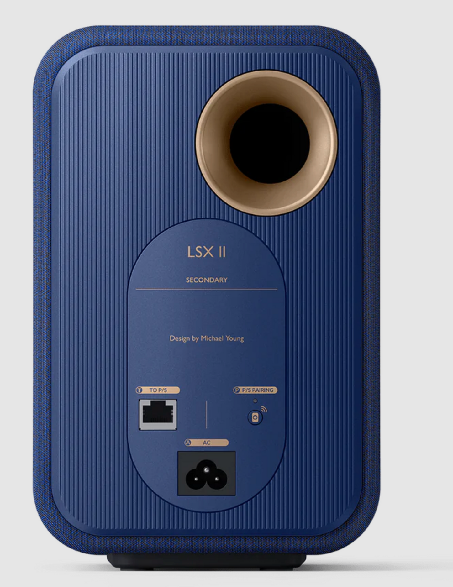 KEF LSX II Wireless Powered Bookshelf Speakers in Cobalt Blue. Back Image