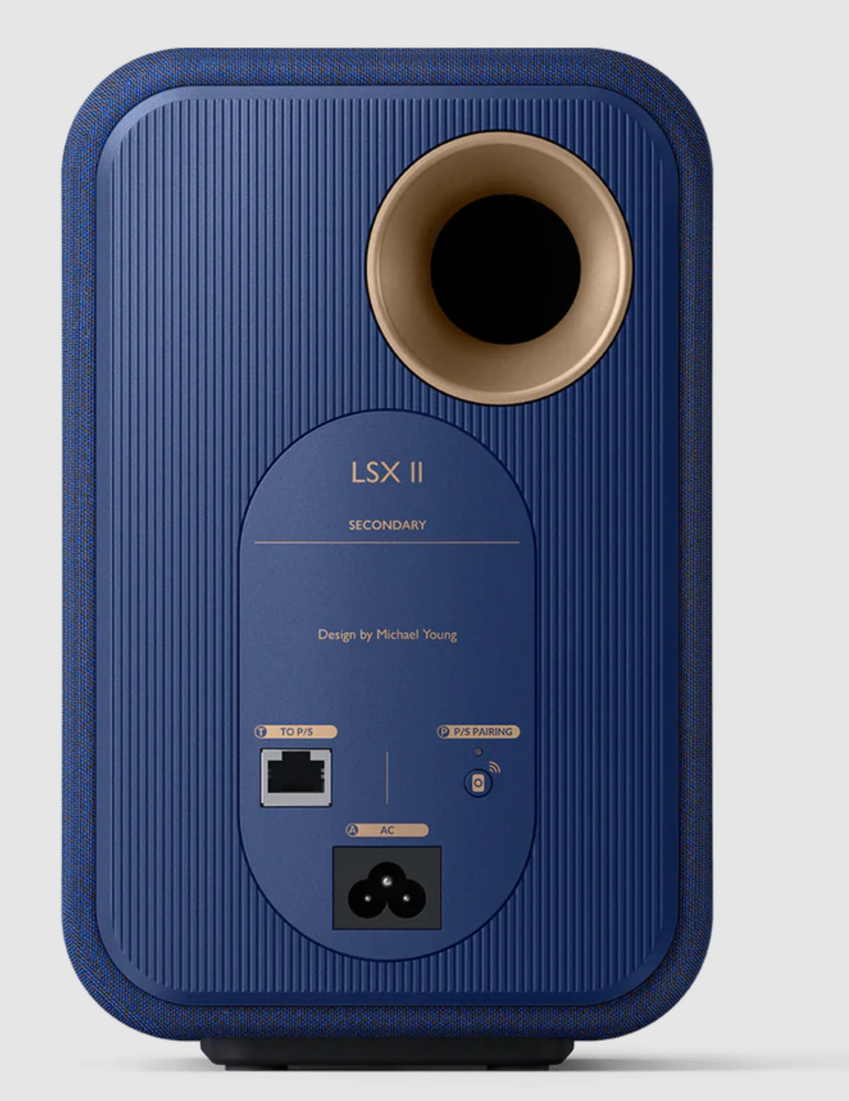 KEF LSX II Wireless Powered Bookshelf Speakers in Cobalt Blue. Back Image