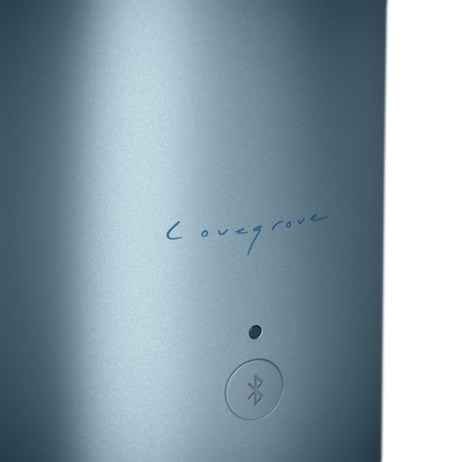 KEF Muo Portable Bluetooth Speaker in Blue Aura, signature
