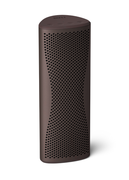 KEF Muo Portable Bluetooth Speaker in Cocoa Brown, vertical view