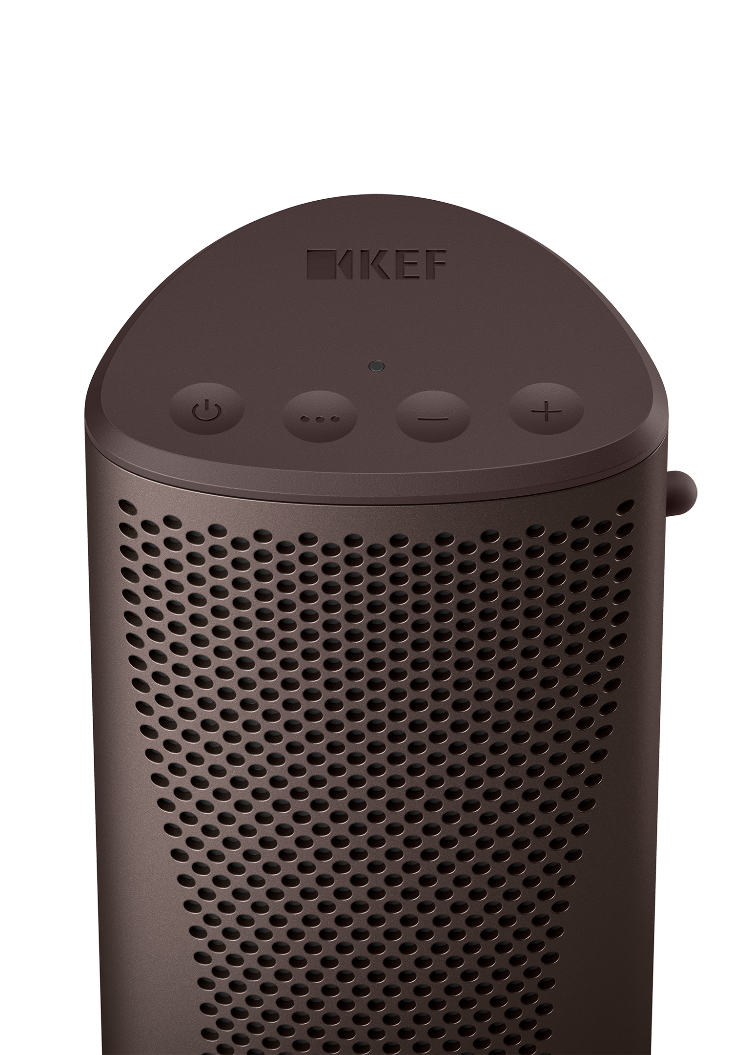 KEF Muo Portable Bluetooth Speaker in Cocoa Brown, top view