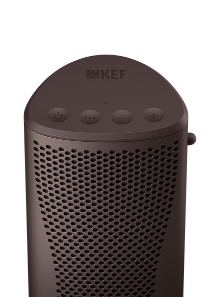 KEF Muo Portable Bluetooth Speaker in Cocoa Brown, top view