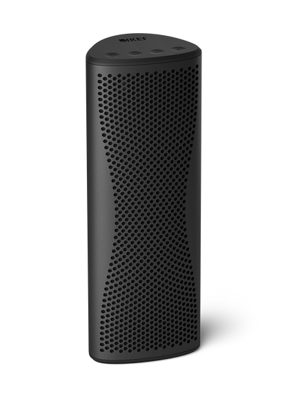 KEF Muo Portable Bluetooth Speaker in Midnight Black, vertical view