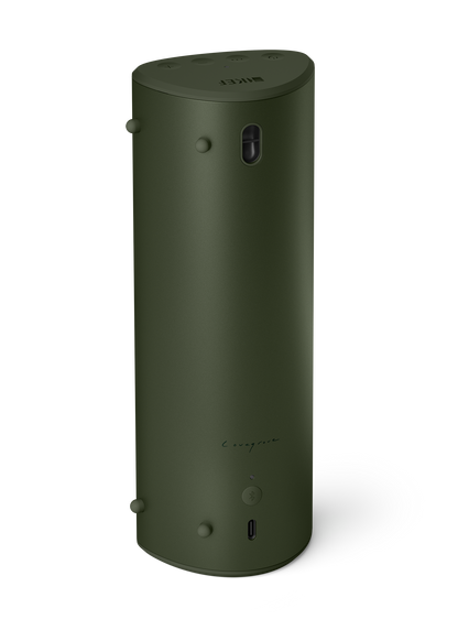 KEF Muo Portable Bluetooth Speaker in Moss Green, rear view