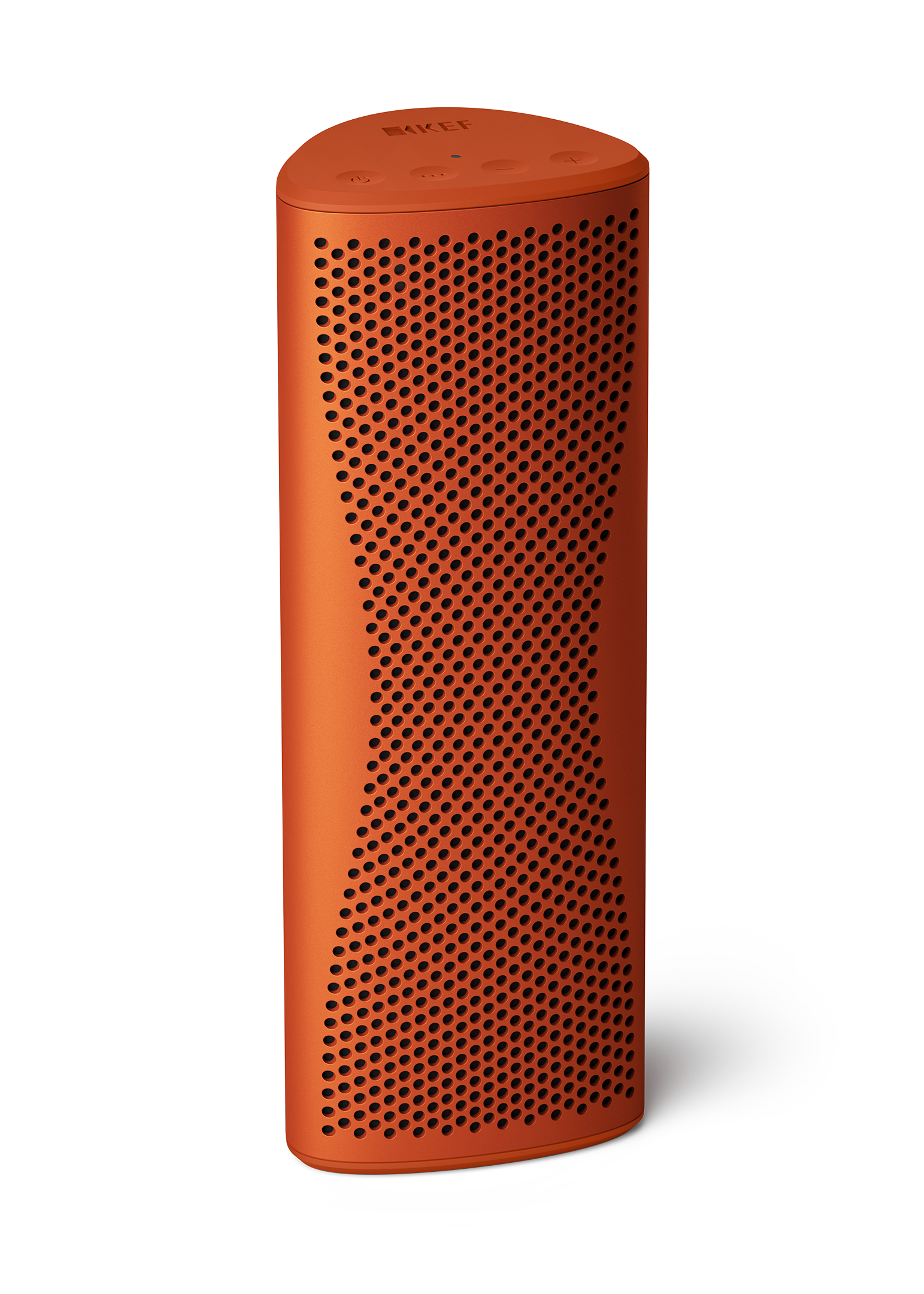 KEF Muo Portable Bluetooth Speaker in Orange Moon, vertical view