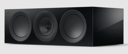 KEF R6 Meta Centre Channel Speaker in Gloss Black. Front on an angle