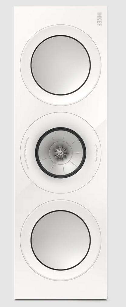 KEF R6 Meta Centre Channel Speaker in Gloss White. Front, vertical